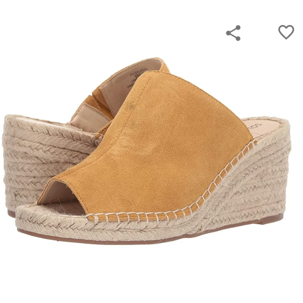 Sole Society Caleena Wedge Espadrille Camel Size 7.5 Boho Resortwear Summer